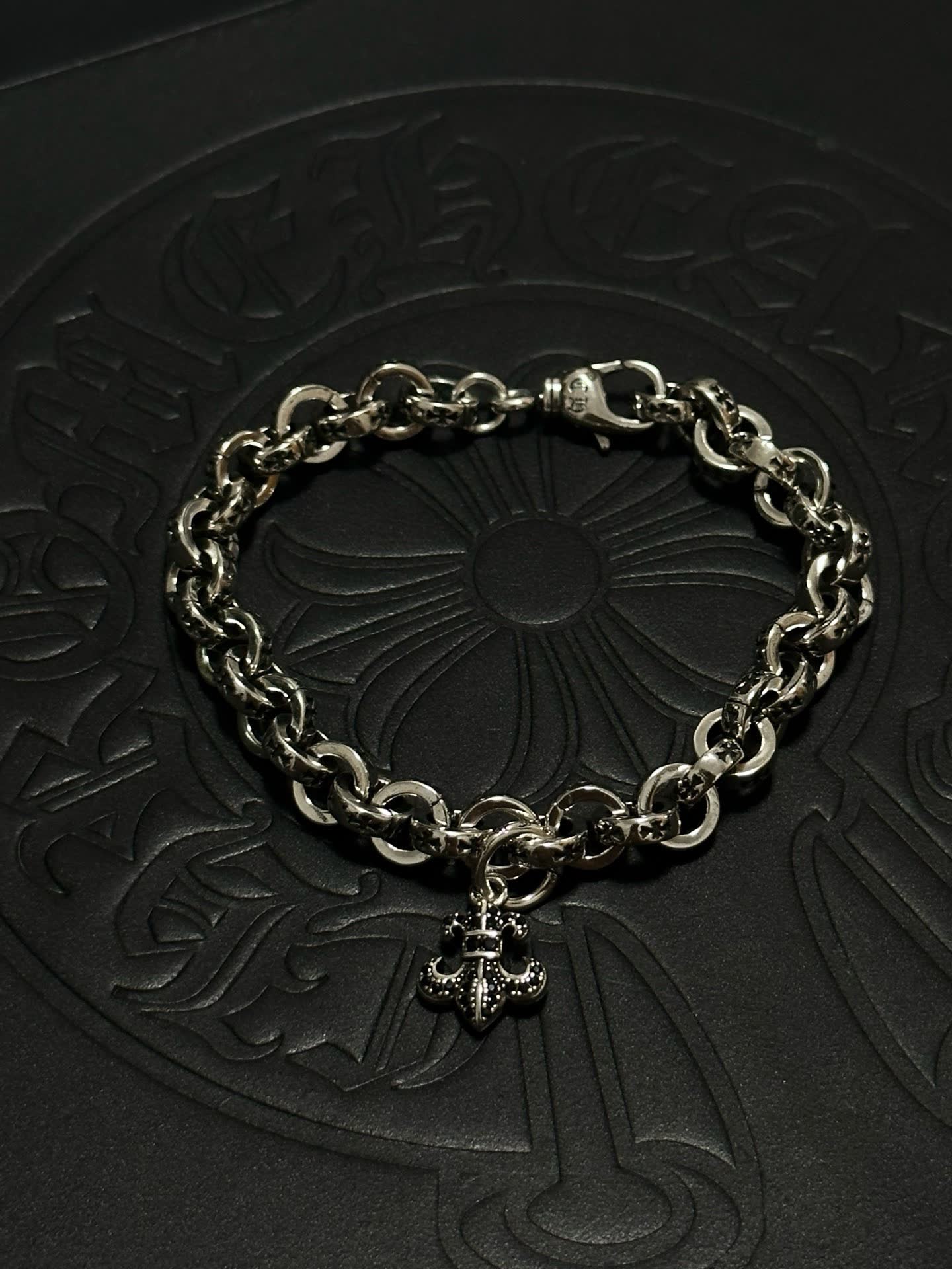Chrome Hearts Silver Fleur-de-lis Charm Bracelet